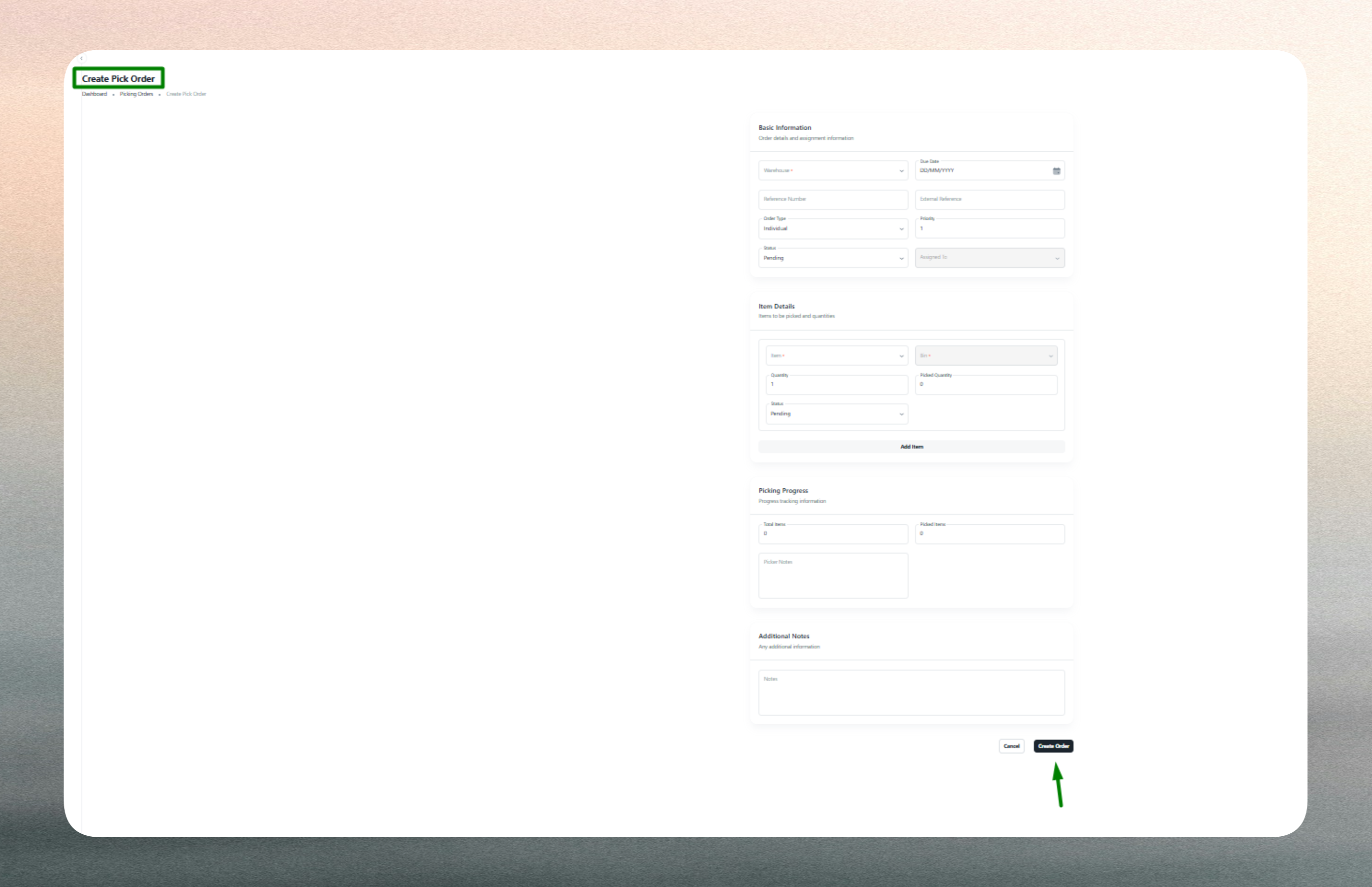 Create Picking Tools