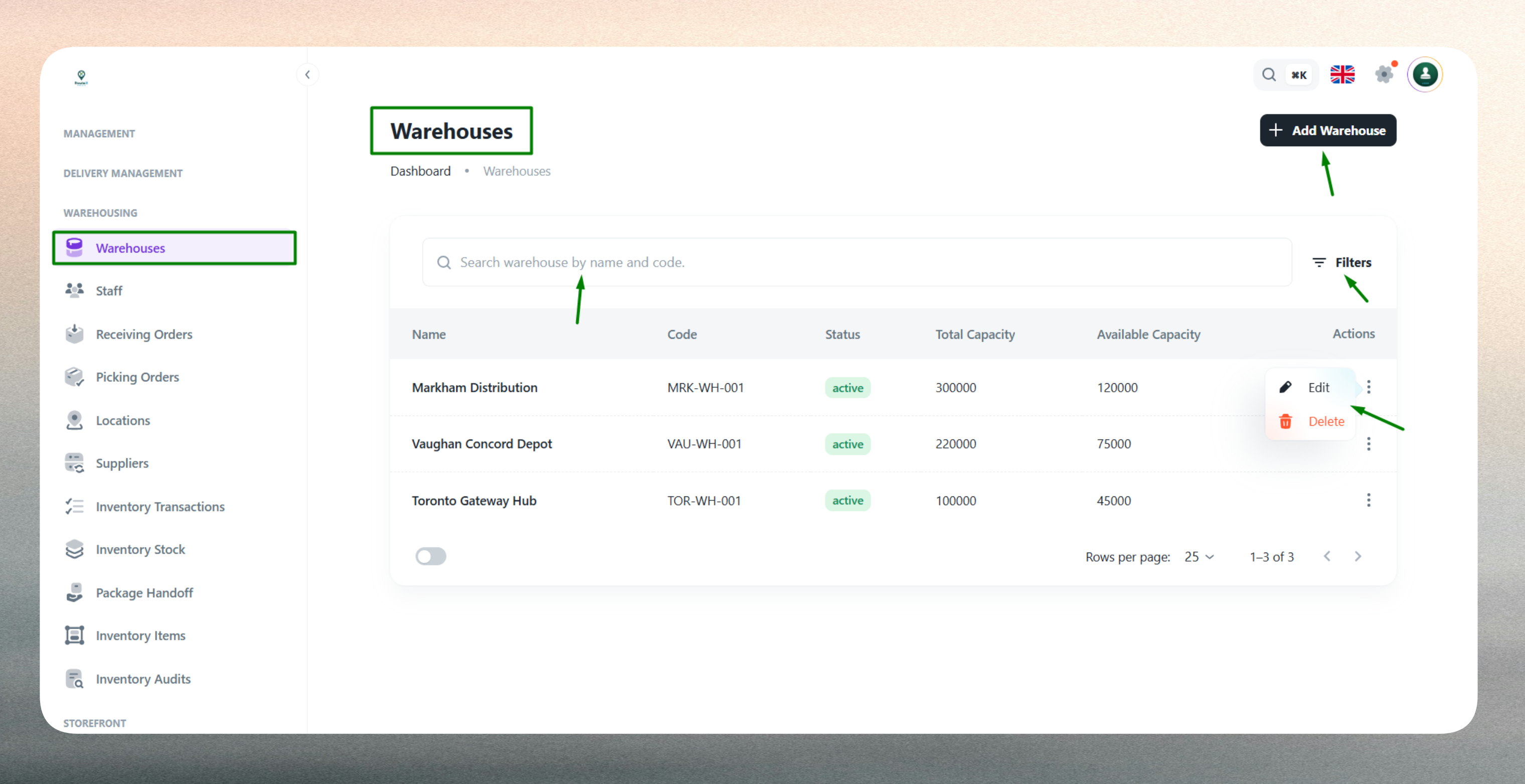 Warehouse list Tools