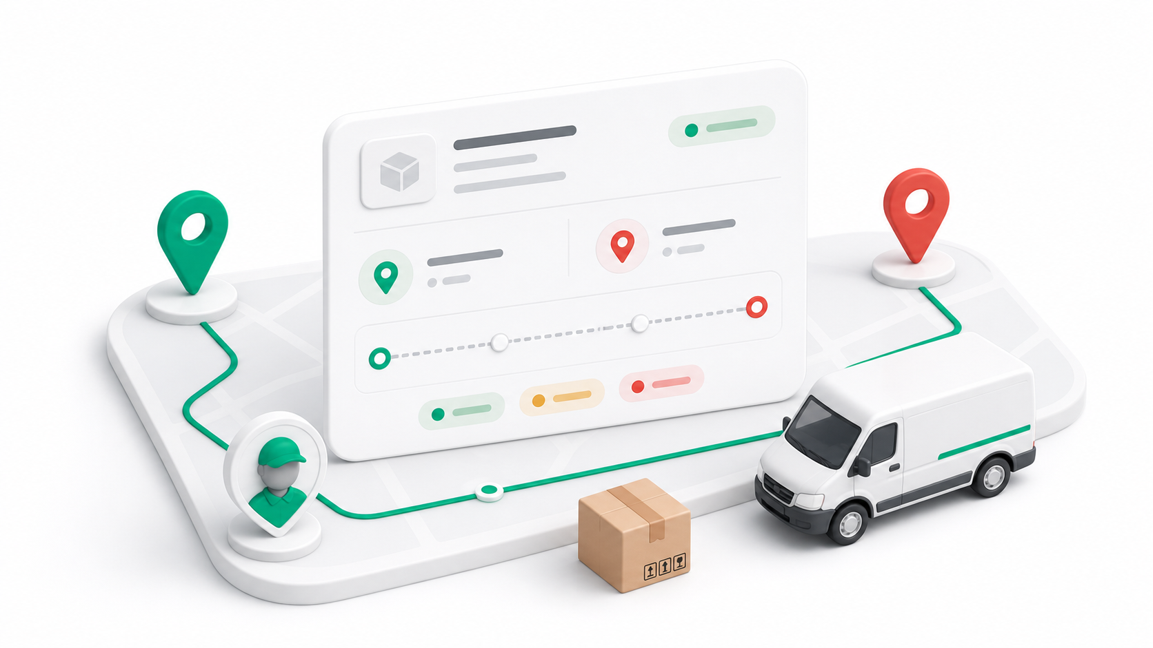 Delivery assignments connect a delivery, driver, vehicle, and route plan