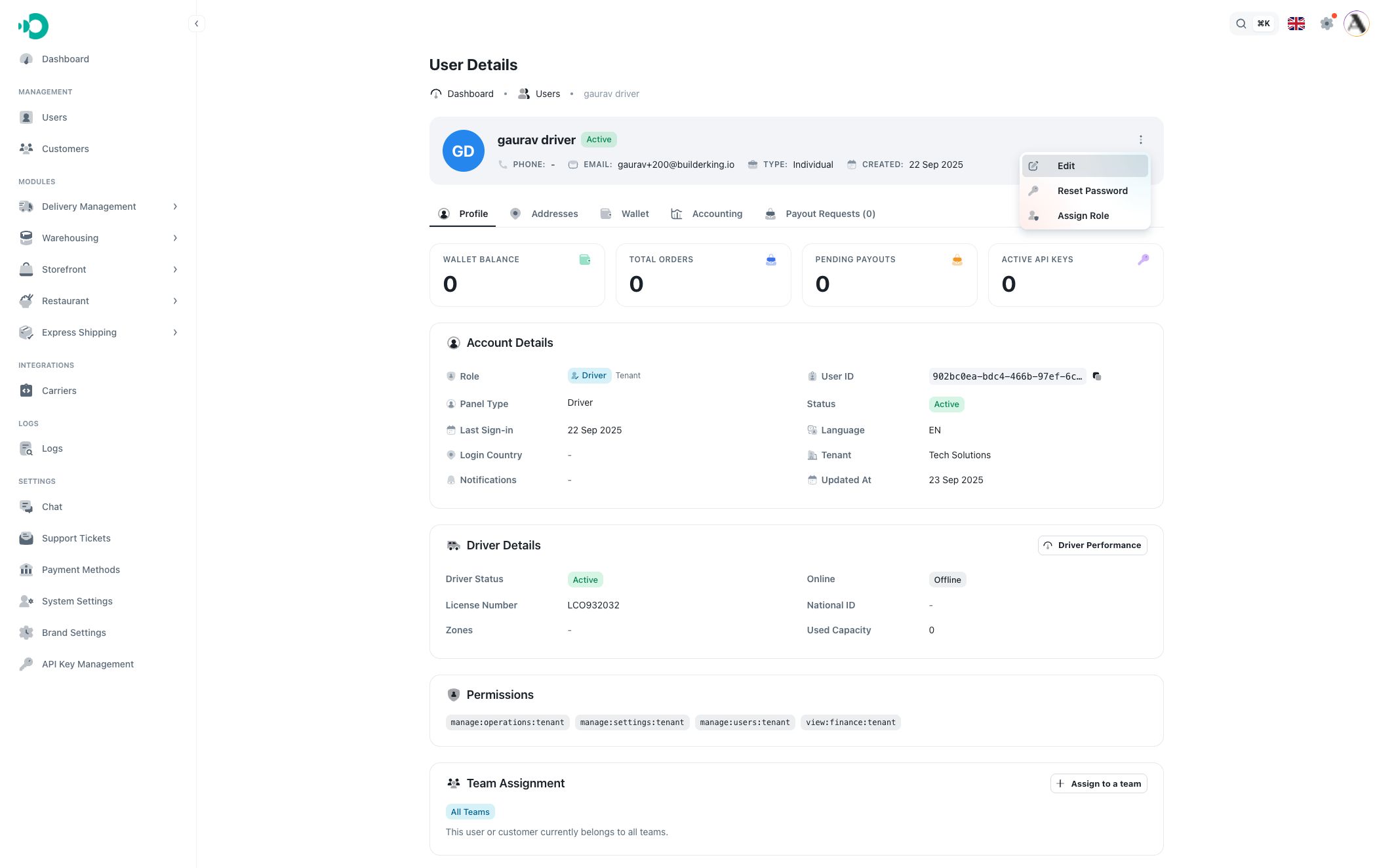 Detail page actions menu