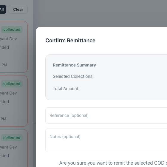 Confirm COD remittance