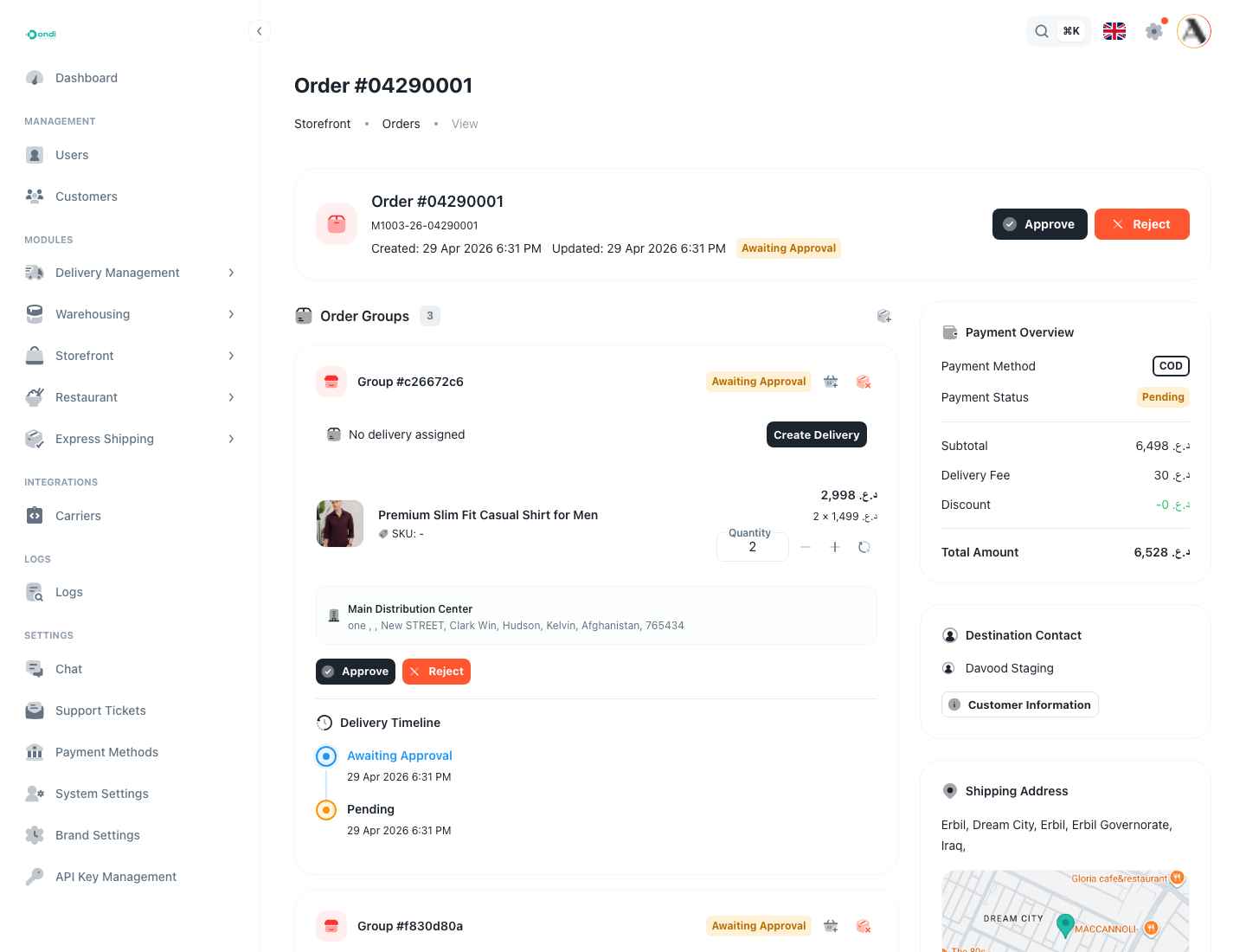 Awaiting approval order detail